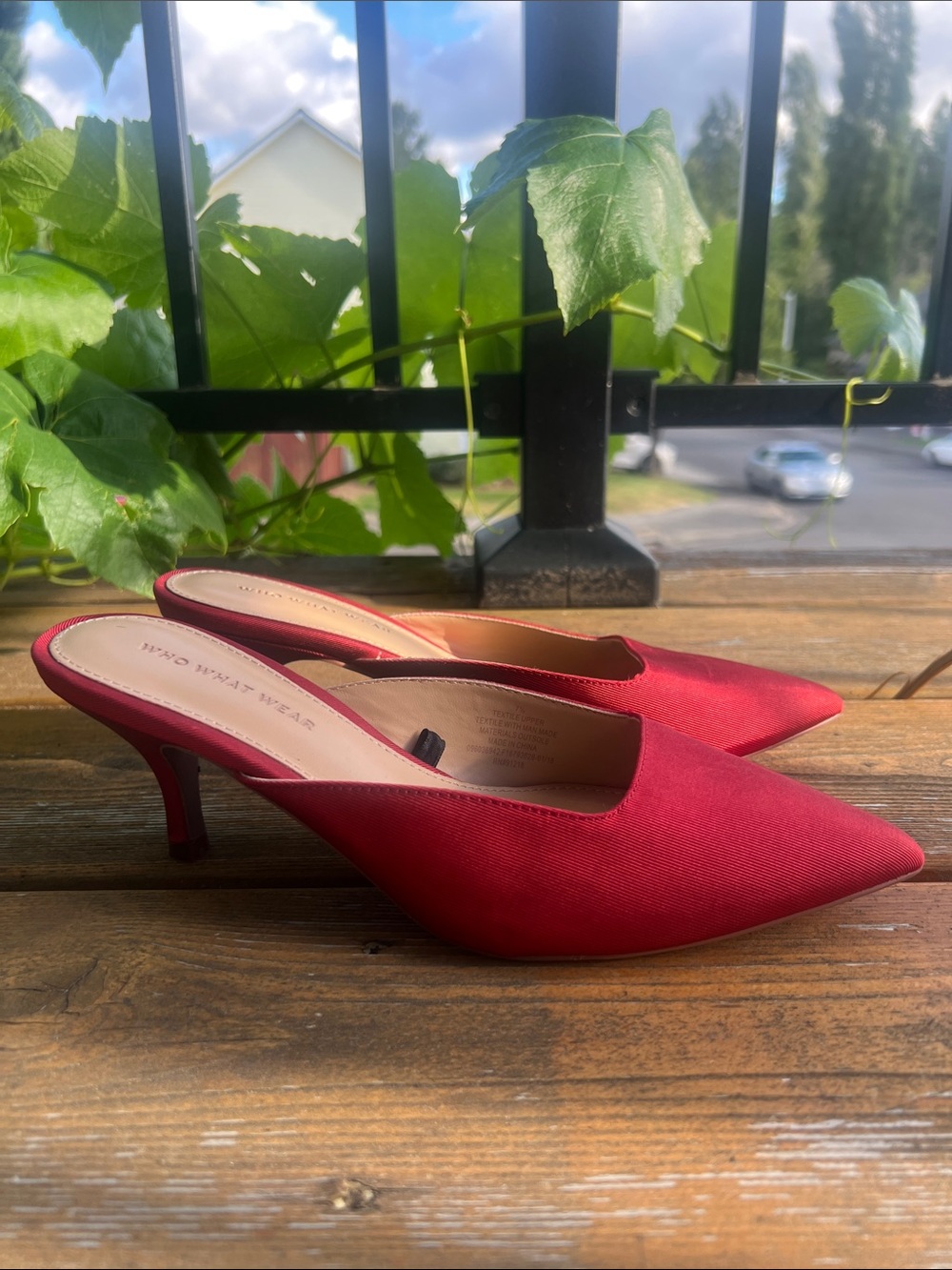 Who What Wear Red Pointed Slip-On Mules